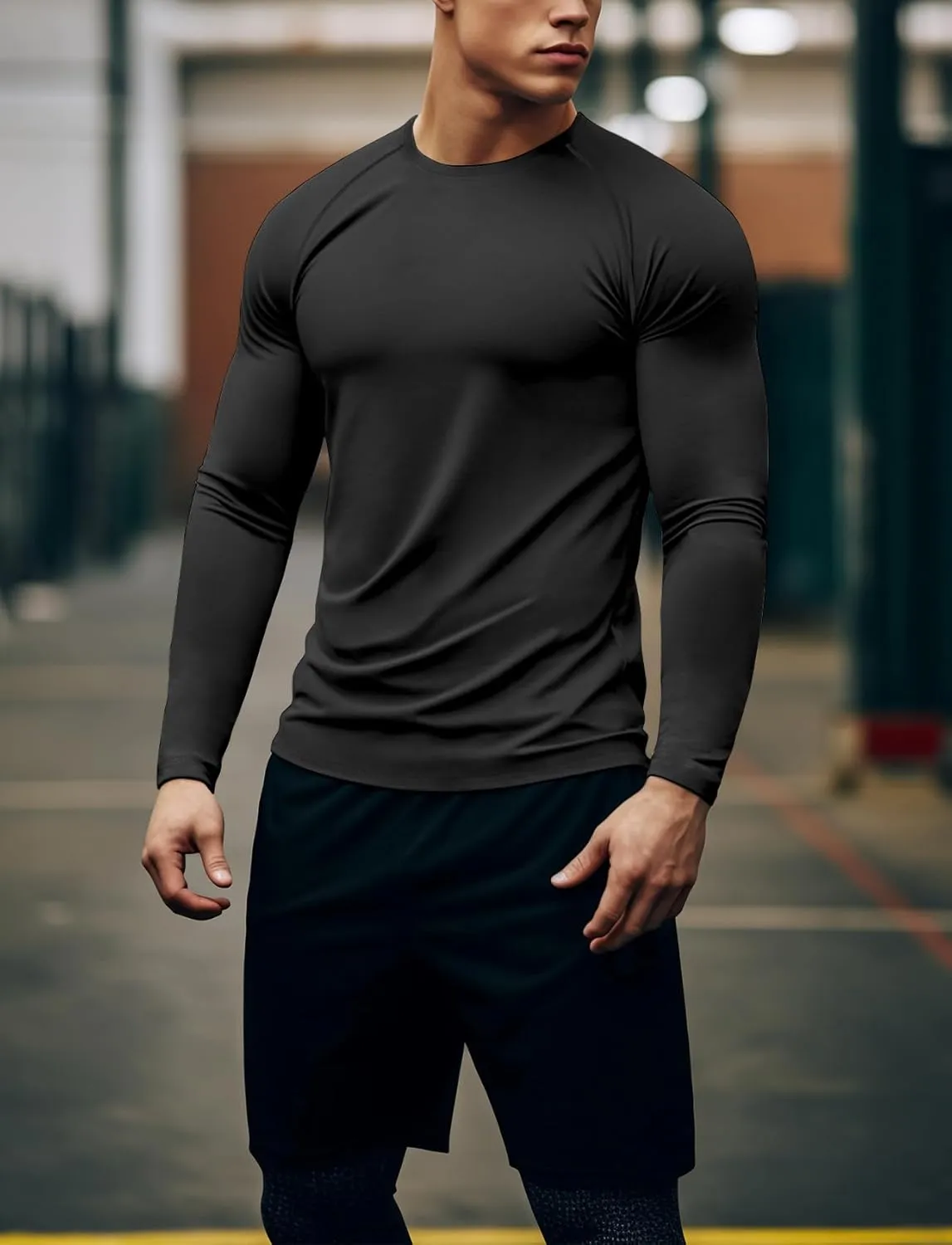 Zengjo Mens Long Sleeve Workout Shirts Moisture Wicking Running Athletic Sport Performance T-Shirt Lightweight SPF Sun Shirt