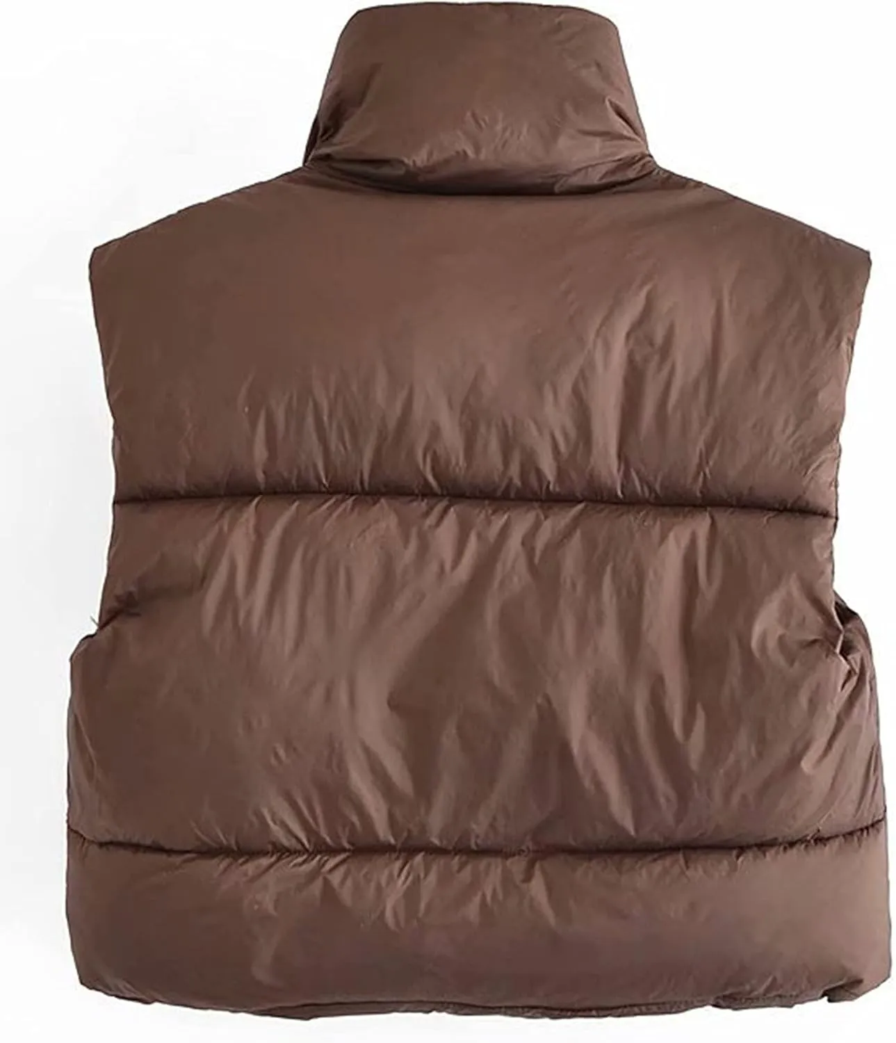 Zhiyouni Womens Cropped Puffer Vest Lightweight Sleeveless Stand Collar Short Padded Vest Gilet