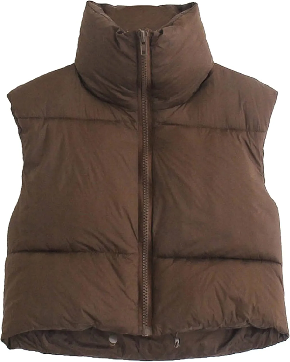 Zhiyouni Womens Cropped Puffer Vest Lightweight Sleeveless Stand Collar Short Padded Vest Gilet